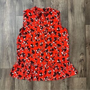 Banana Republic Floral Tie Neck Sleeveless Blouse Top Women’s Size S Red Black